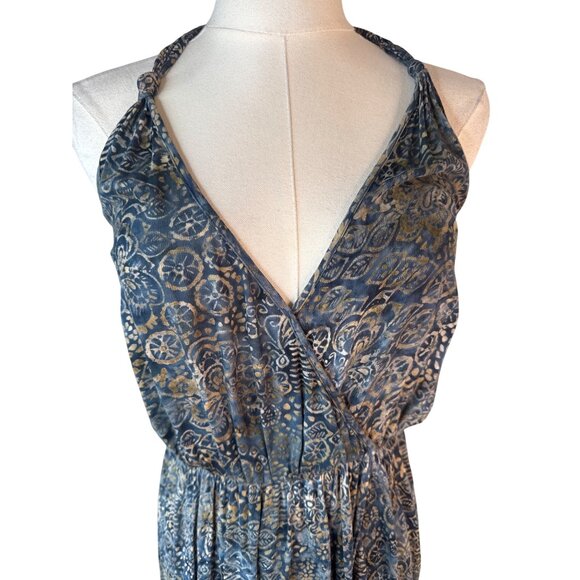 2/$30 ZARA Basic S Blue & Gold Sleeveless Backless Halter Midi Dress - Picture 9 of 16
